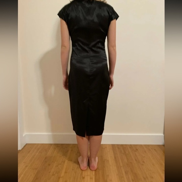 Zara Basic black Satin MIDI Dress Size XS - Picture 4 of 15
